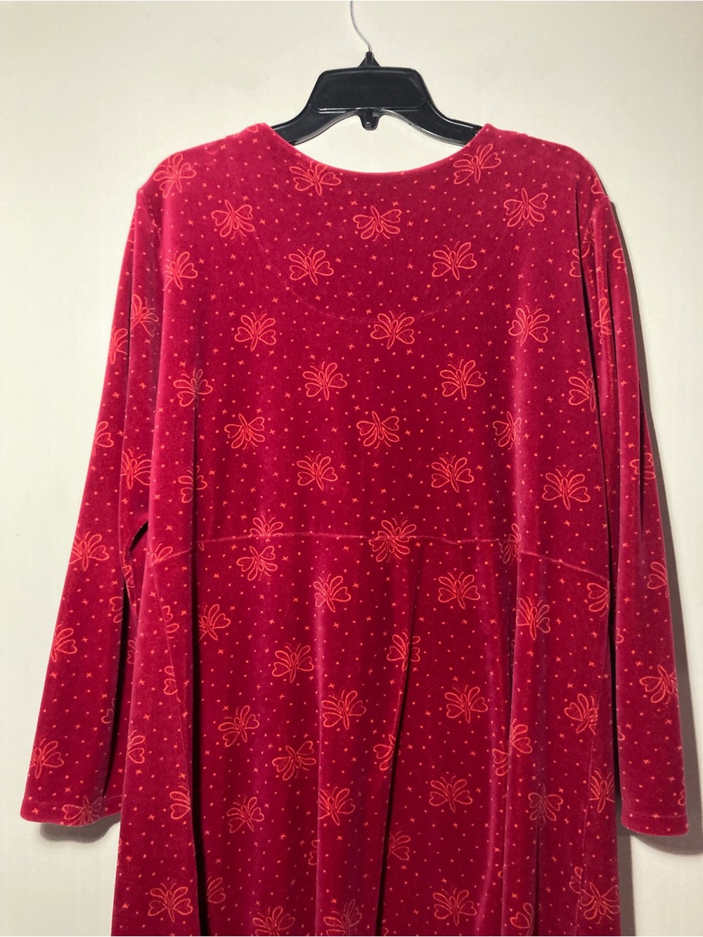 Gudrun Sjoden Velour Midi Dress Long Sleeve Front Pleat Butterflies Size XLarge - Picture 5 of 16